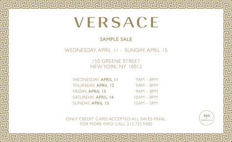 versace sample sale 2024 locations usa|PRE.